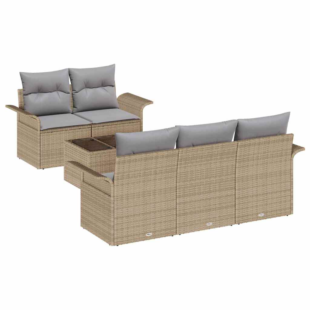 Set Divano da Giardino 6 pcs Beige e grigio 55 x 55 x 37 cm