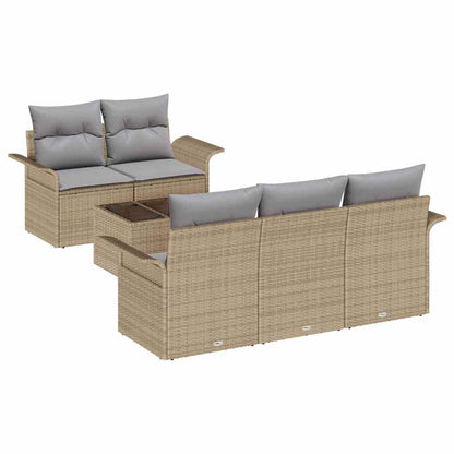 Set Divano da Giardino 6 pcs Beige e grigio 55 x 55 x 37 cm