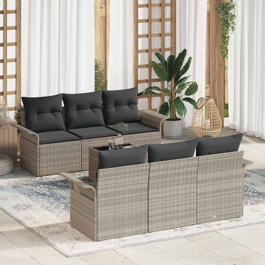Set Divano da Giardino 7 pcs Grigio chiaro e grigio scuro
