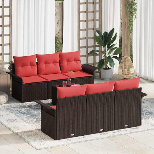 Set Divano da Giardino con cuscino 7 pcs Beige Rosso