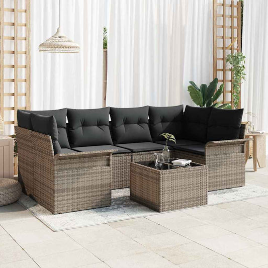 Set Divano da Giardino 7 pcs Grigio 55 x 55 x 37 cm polyrattan