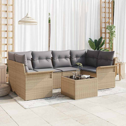 Set Divano da Giardino 7 pcs Beige e grigio 55 x 55 x 37 cm