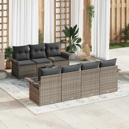 Set Divano da Giardino con cuscino 8 pcs Grigio polyrattan