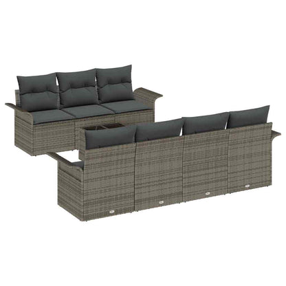 Set Divano da Giardino con cuscino 8 pcs Grigio polyrattan