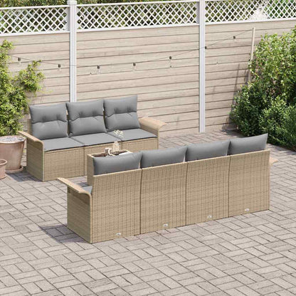 Set Divano da Giardino 8 pcs Beige e grigio polyrattan