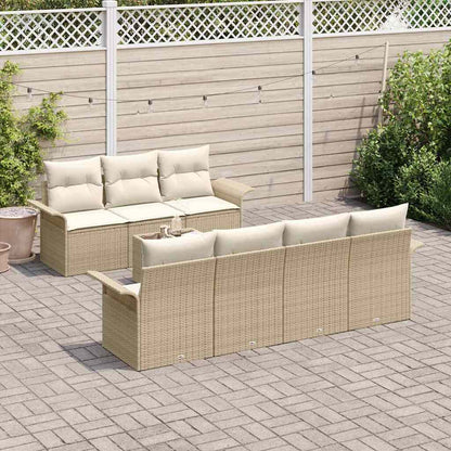 Set Divano da Giardino 8 pcs Beige e Crema polyrattan