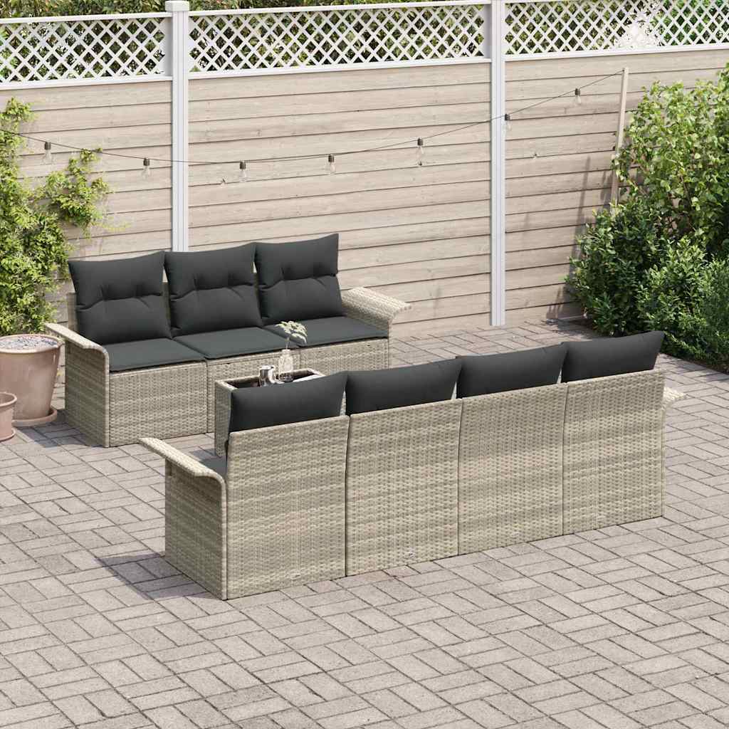 Set Divano da Giardino 8 pcs Grigio chiaro e grigio scuro