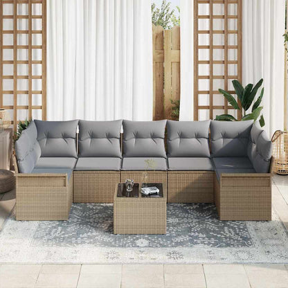 Set Divano da Giardino 8 pcs Beige e grigio polyrattan
