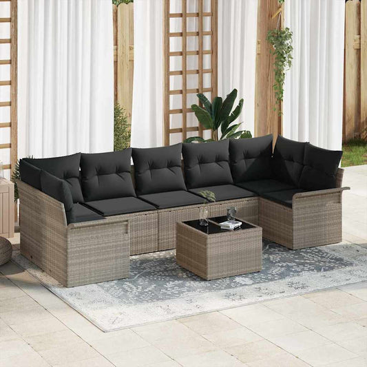 Set Divano da Giardino 8 pcs Grigio chiaro e grigio scuro