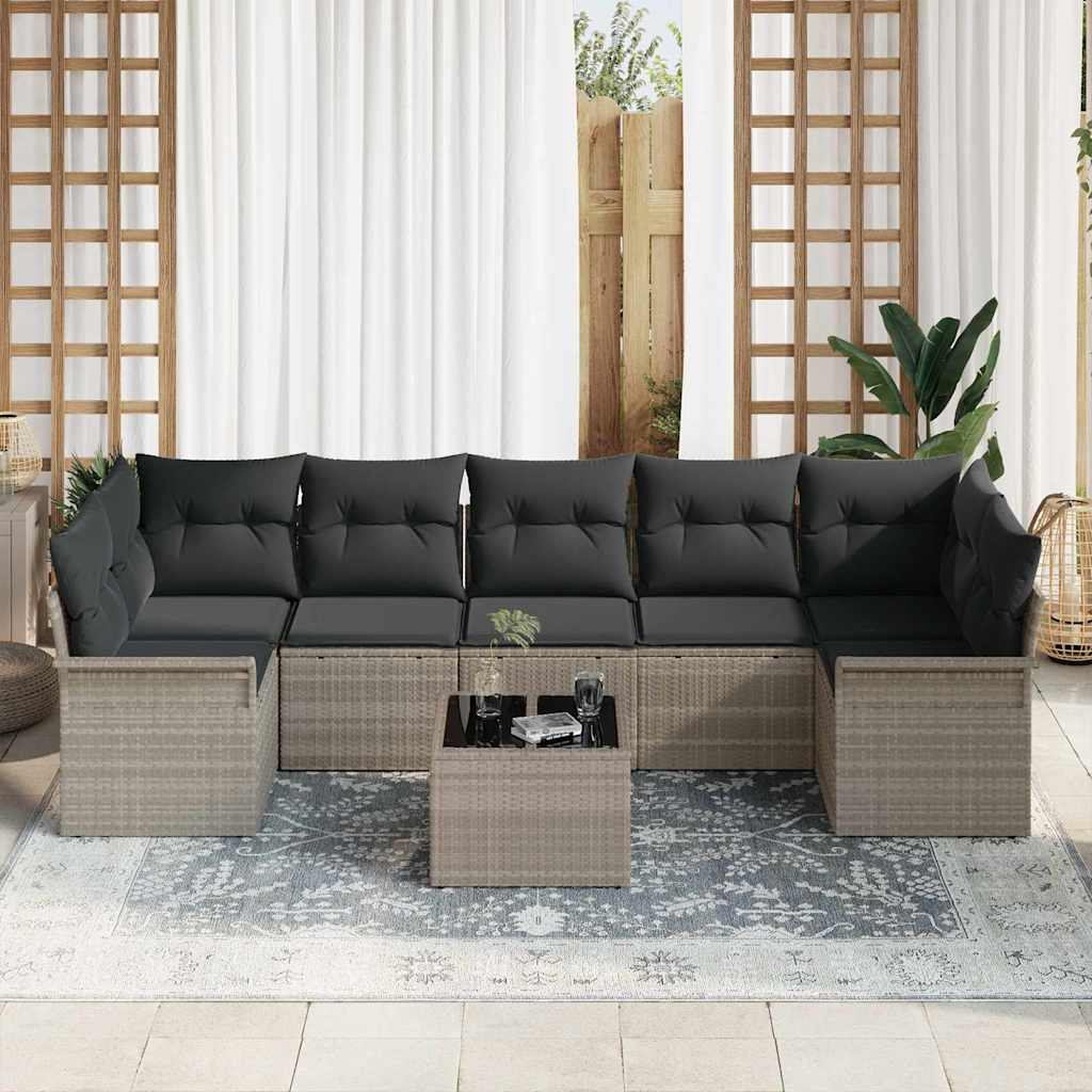 Set Divano da Giardino 8 pcs Grigio chiaro e grigio scuro