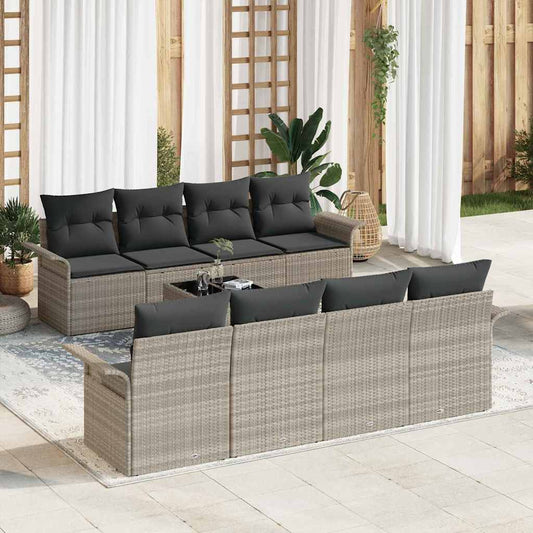 Set Divano da Giardino 9 pcs Grigio chiaro e grigio scuro