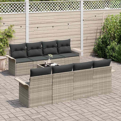 Set Divano da Giardino 9 pcs Grigio chiaro e grigio scuro
