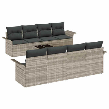 Set Divano da Giardino 9 pcs Grigio chiaro e grigio scuro