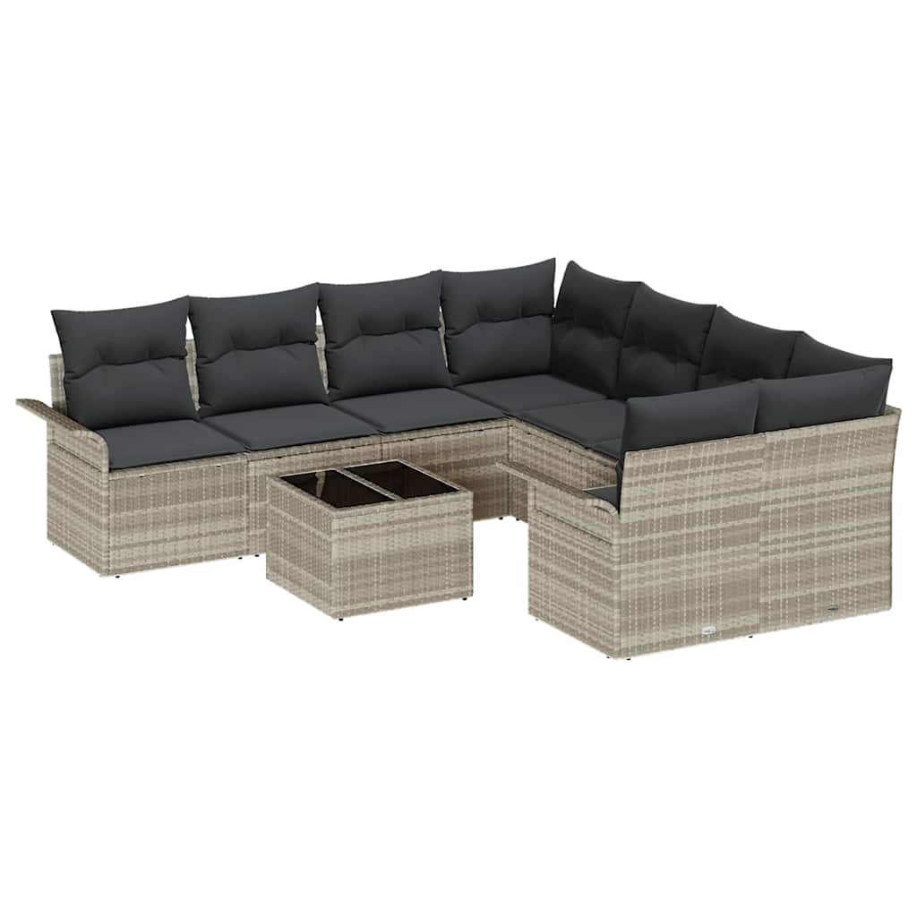 Set Divano da Giardino 9 pcs Grigio chiaro e grigio scuro