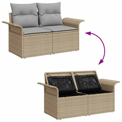 Set Divano da Giardino con cuscino 4 pcs Beige Poly Rattan | homemem39