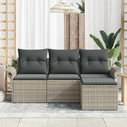 Set Divano da Giardino 4 pcs Grigio chiaro Poly Rattan | homemem39