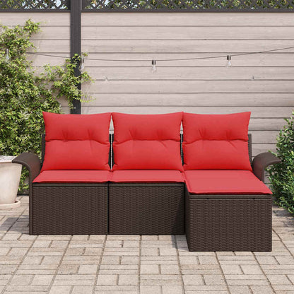 Set Divano da Giardino con cuscino 4 pcs Marrone polyrattan | homemem39