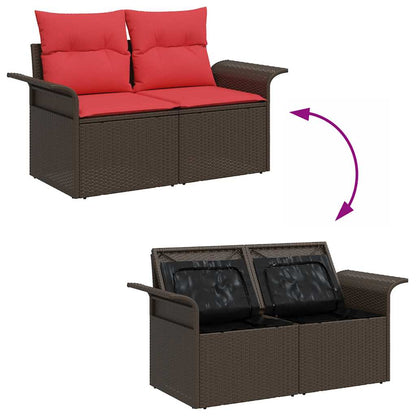 Set Divano da Giardino con cuscino 4 pcs Marrone polyrattan | homemem39