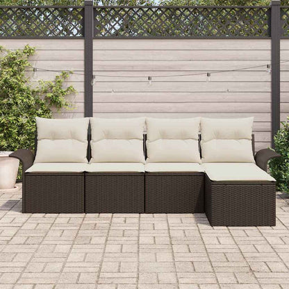 Set Divano da Giardino con cuscino 5 pcs Marrone polyrattan | homemem39