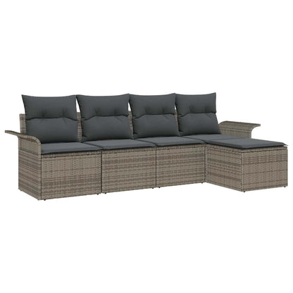 Set Divano da Giardino con cuscino 5 pcs Grigio polyrattan | homemem39