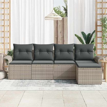 Set Divano da Giardino 5 pcs Grigio chiaro polyrattan | homemem39