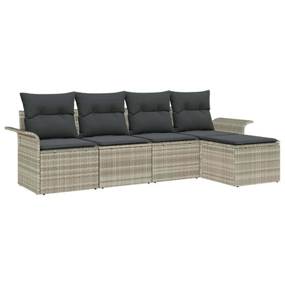 Set Divano da Giardino 5 pcs Grigio chiaro polyrattan | homemem39