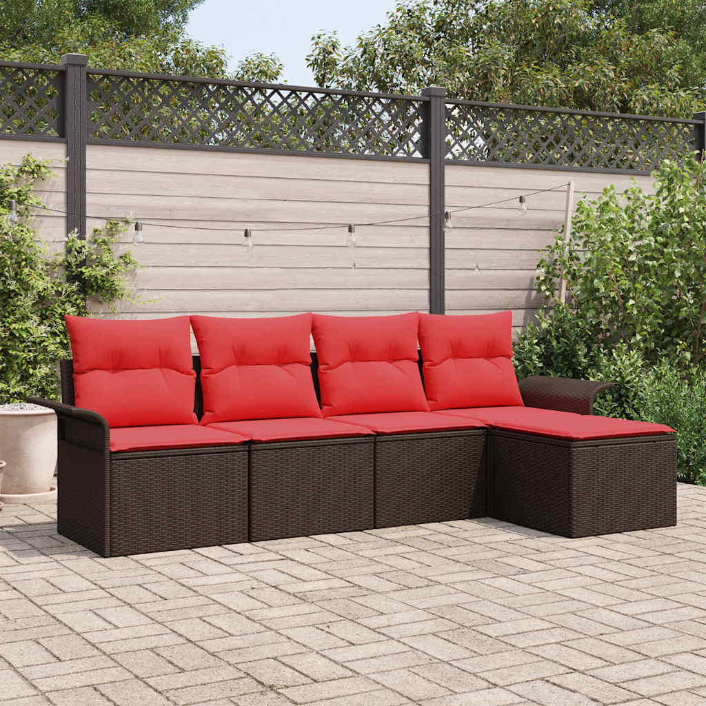 Set Divano da Giardino 5 pcs Marrone polyrattan | homemem39