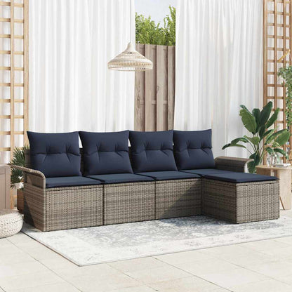 Set Divano da Giardino 5 pcs Grigio polyrattan | homemem39