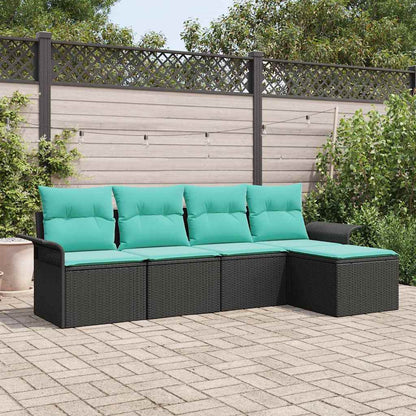 Set Divano da Giardino con archiviazione 5 pcs Nero polyrattan | homemem39