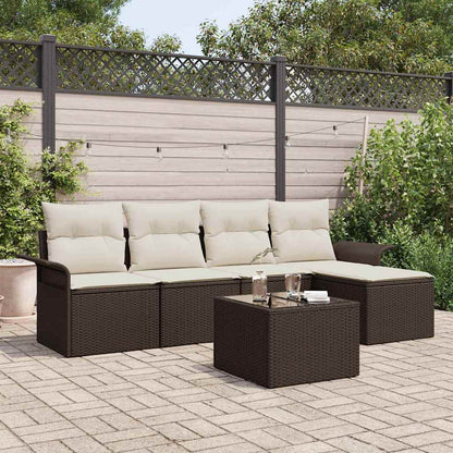 Set Divano da Giardino con cuscino 6 pcs Marrone polyrattan | homemem39