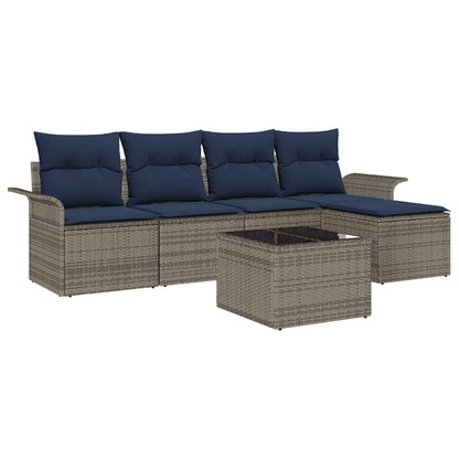 Set Divano da Giardino 6 pcs Grigio polyrattan | homemem39