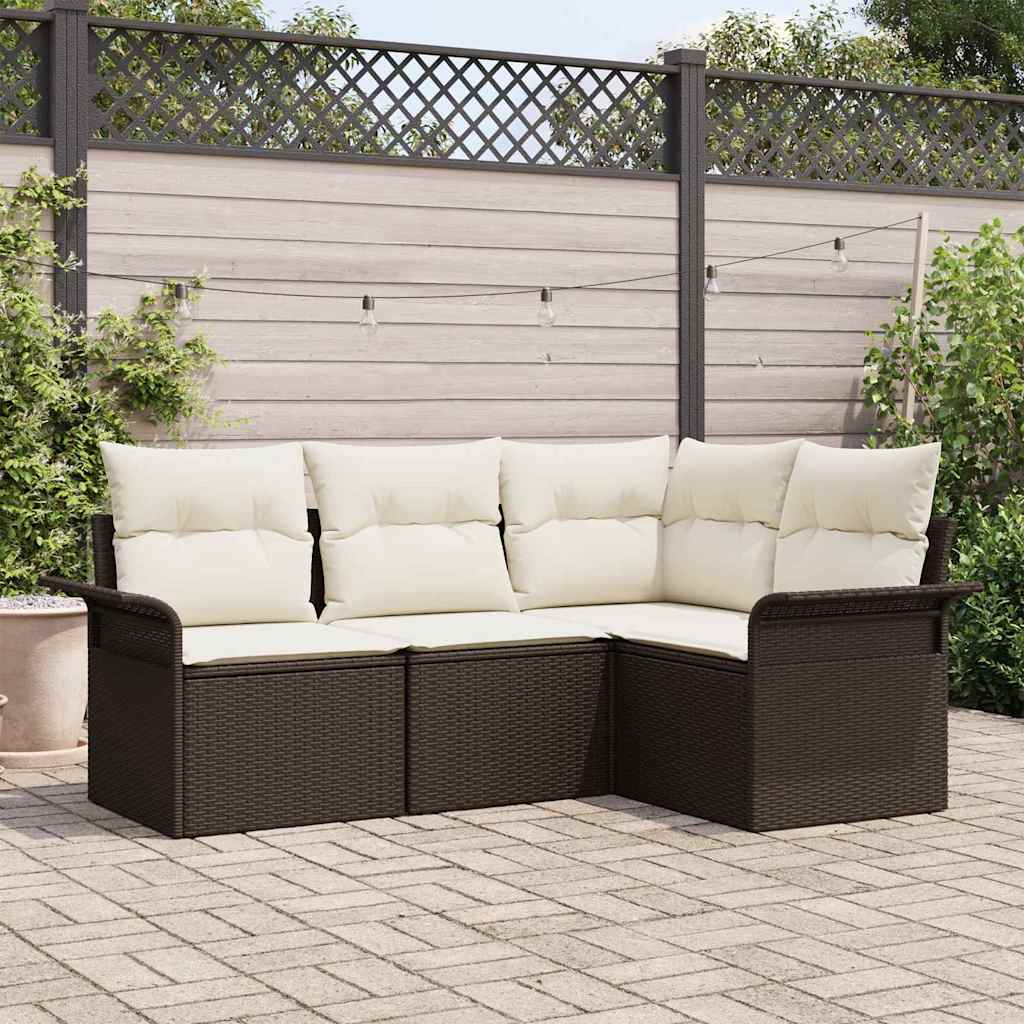 Set Divano da Giardino 4 pcs Marrone polyrattan | homemem39