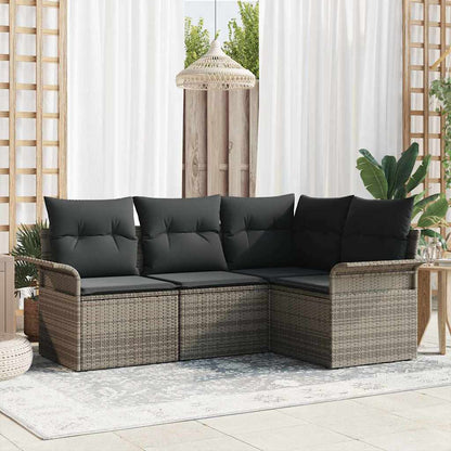 Set Divano da Giardino 4 pcs Grigio polyrattan