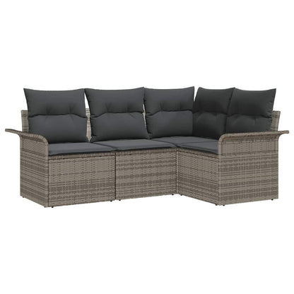 Set Divano da Giardino 4 pcs Grigio polyrattan