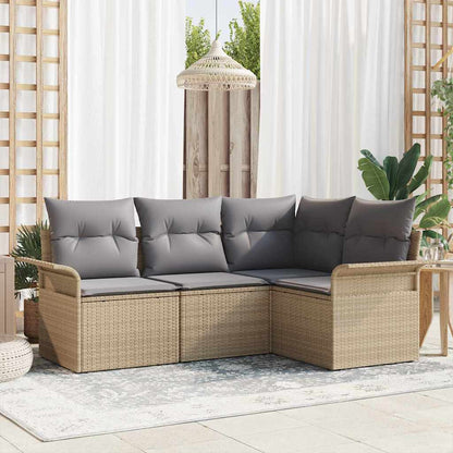 Set Divano da Giardino con archiviazione 4 pcs Beige polyrattan | homemem39