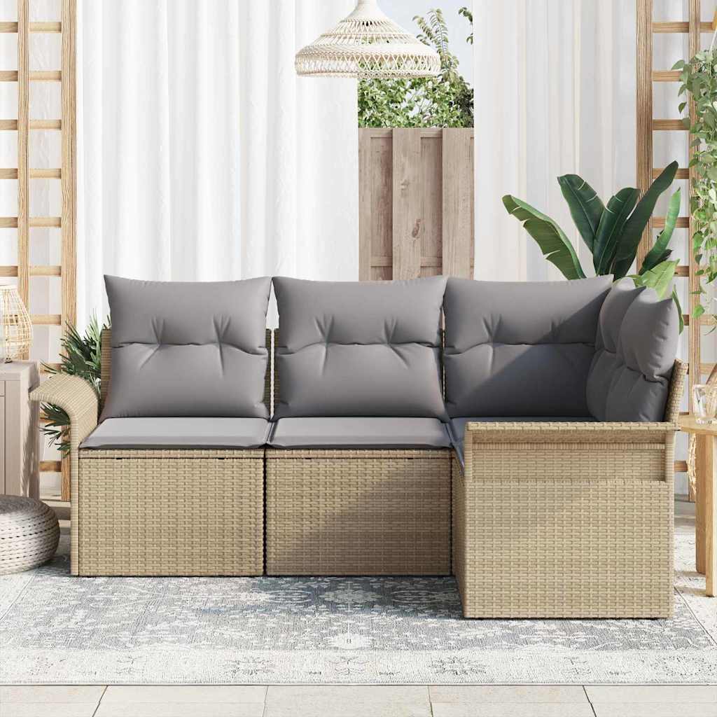 Set Divano da Giardino con archiviazione 4 pcs Beige polyrattan | homemem39