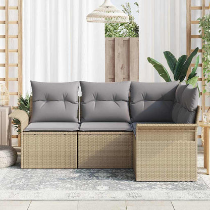 Set Divano da Giardino con archiviazione 4 pcs Beige polyrattan | homemem39