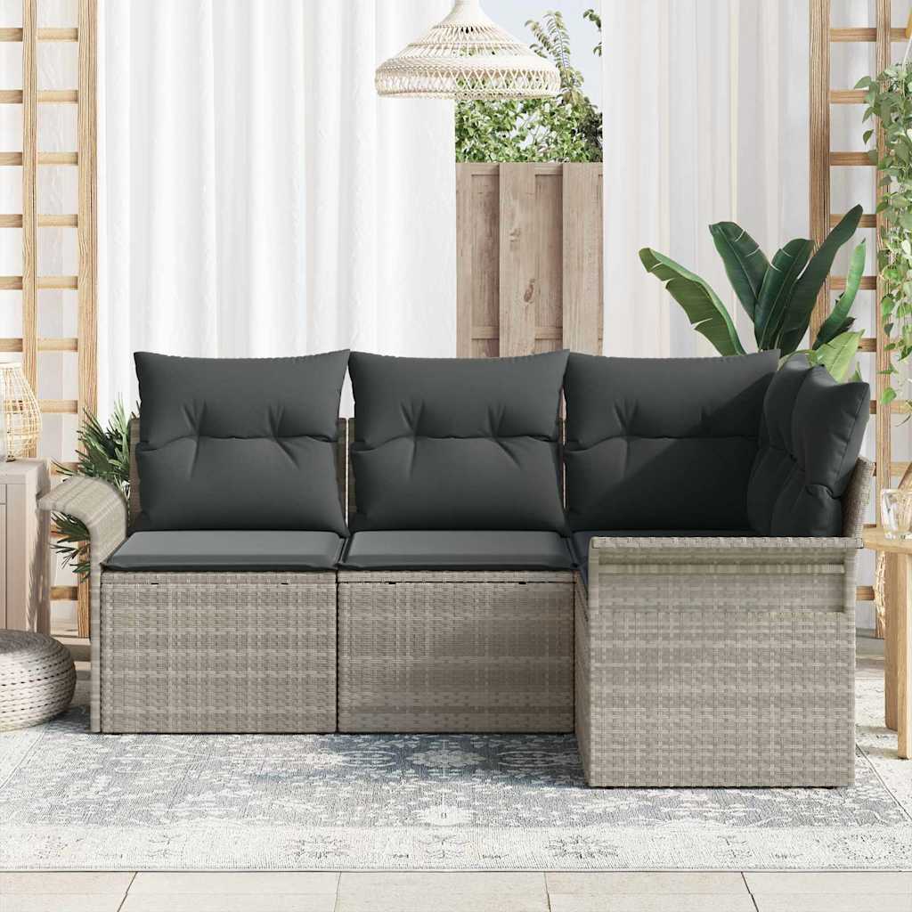 Set Divano da Giardino 4 pcs Grigio chiaro polyrattan | homemem39