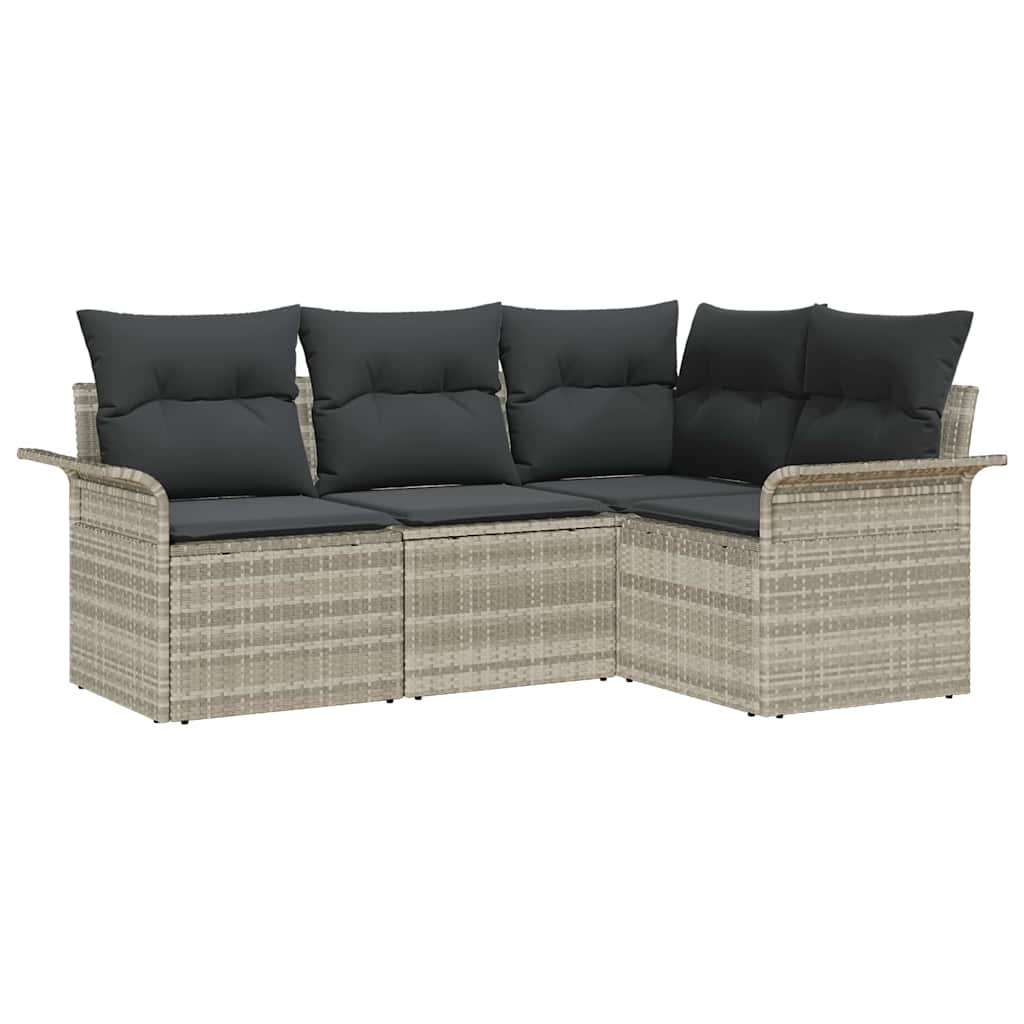 Set Divano da Giardino 4 pcs Grigio chiaro polyrattan | homemem39