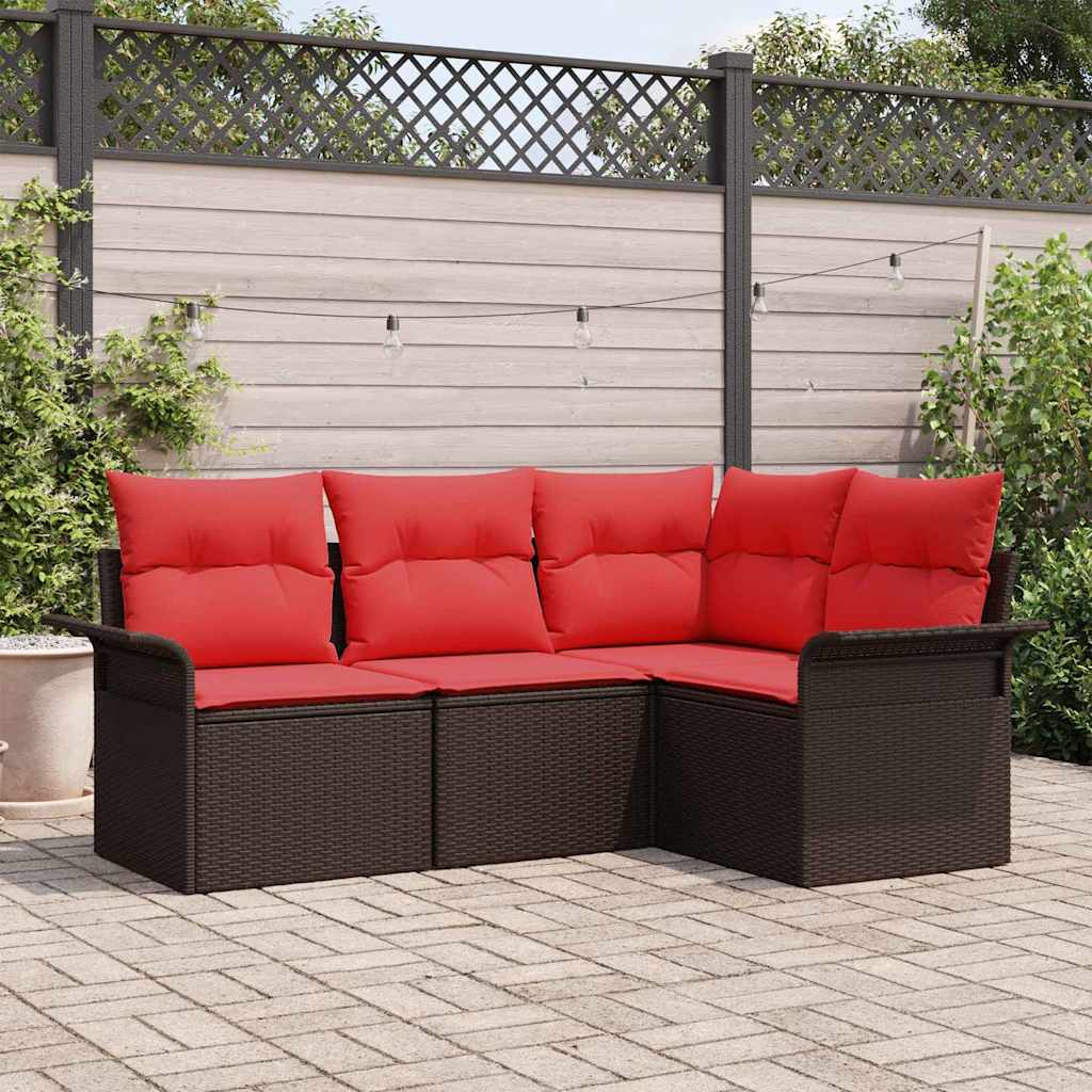 Set Divano da Giardino 4 pcs Marrone polyrattan | homemem39