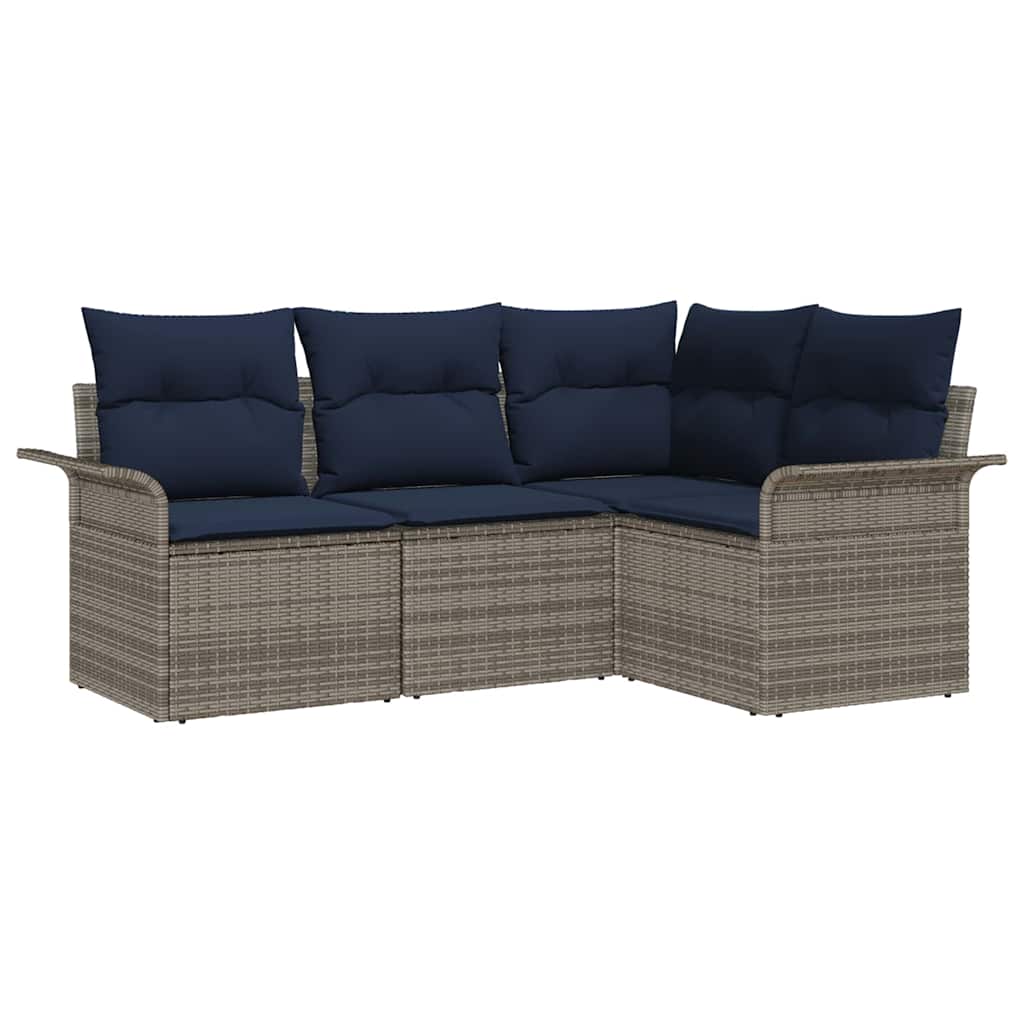 Set Divano da Giardino 4 pcs Grigio polyrattan | homemem39