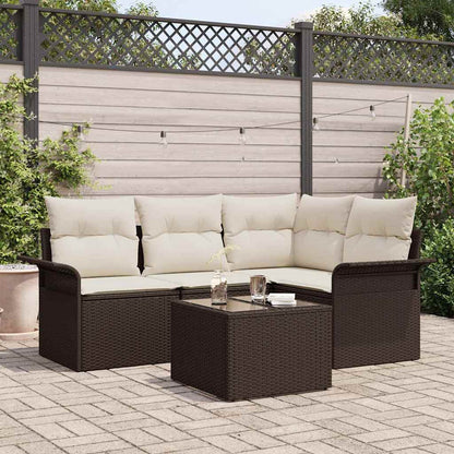 Set Divano da Giardino 5 pcs Marrone polyrattan | homemem39