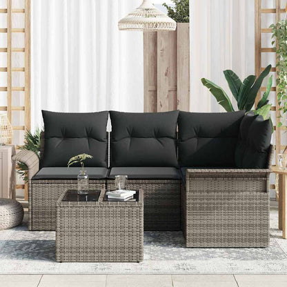 Set Divano da Giardino 5 pcs Grigio polyrattan