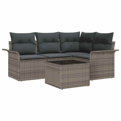 Set Divano da Giardino 5 pcs Grigio polyrattan