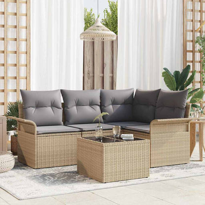 Set Divano da Giardino con archiviazione 5 pcs Beige polyrattan | homemem39