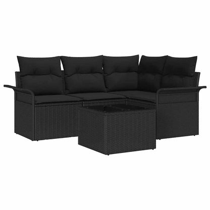 Set Divano da Giardino con archiviazione 5 pcs Nero polyrattan | homemem39