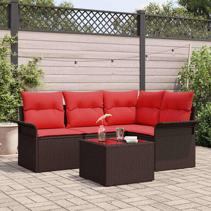 Set Divano da Giardino 5 pcs Marrone polyrattan | homemem39