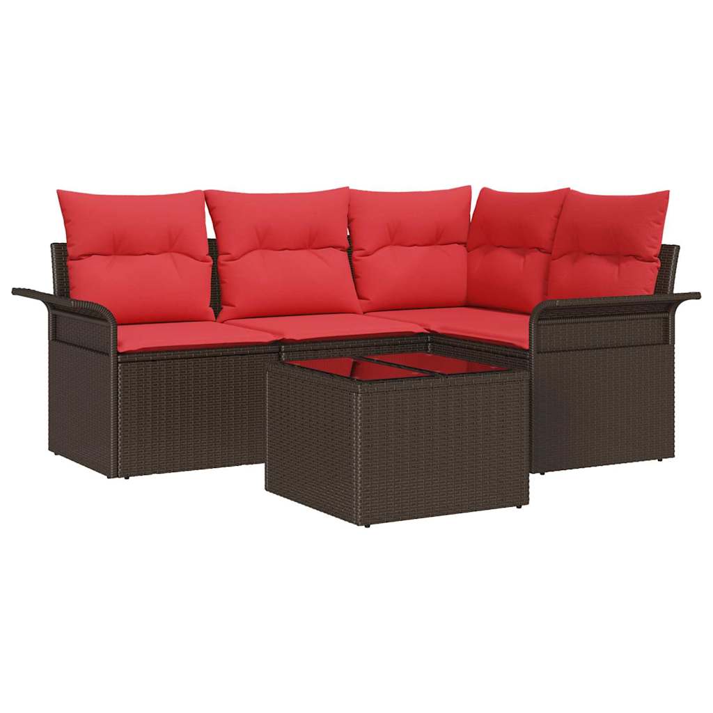 Set Divano da Giardino 5 pcs Marrone polyrattan | homemem39