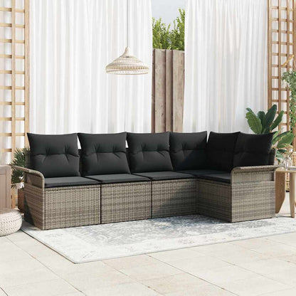 Set Divano da Giardino 5 pcs Grigio polyrattan | homemem39