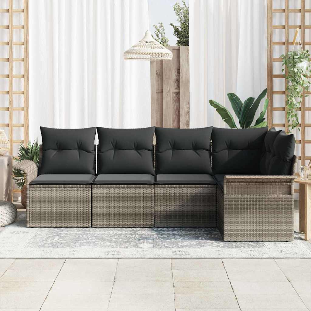 Set Divano da Giardino 5 pcs Grigio polyrattan | homemem39